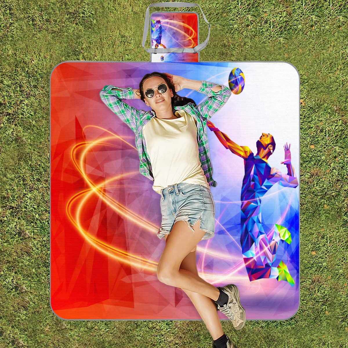 TropicalLife Creativo Giocatore di Pallavolo Coperta Picnic Pallavolo Sport Quadrato Impermeabile Pieghevole Indoor Outdoor Mat Tappeti per Spiaggia Campeggio Parco Famiglia Gathering Attività