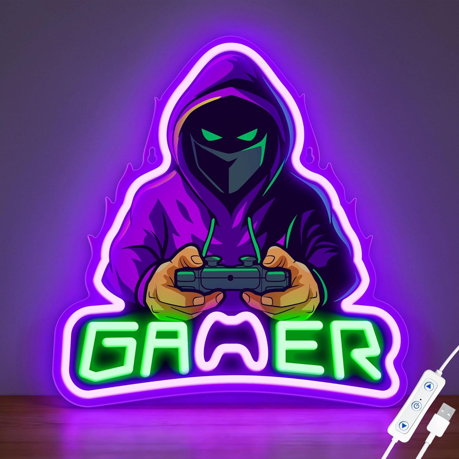 Gamer Neon Signs Wall Decor, UV Printed LED Gaming Neon Light for Gamer Room Bedroom, Video Game Wall Decor Lamp, Gamer Gifts for Teen Boys Girls Kids Men, Christmas Birthday Party Decoration