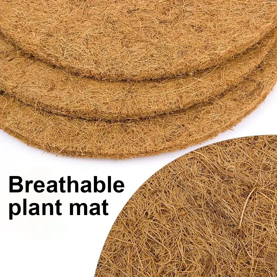 Novatool 2 Discos De Coco | 80 Cm De Diámetro | Disco De Mantillo Con Agujero Cubierta De Maceta | Protección De Invierno Para Plantas En Maceta | Protección Contra Heladas Para árboles