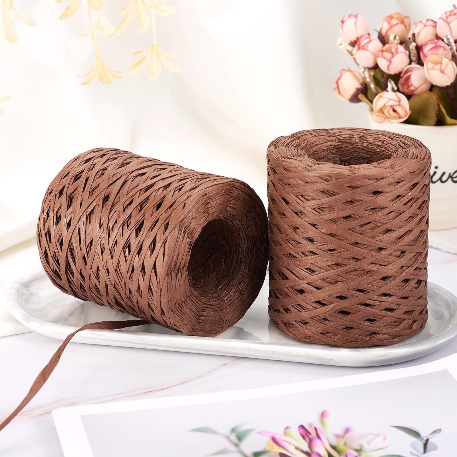 5 Rollen Bast-Papierband 3–4 Mm Breit – Je 200 M, Für Geschenke & Deko