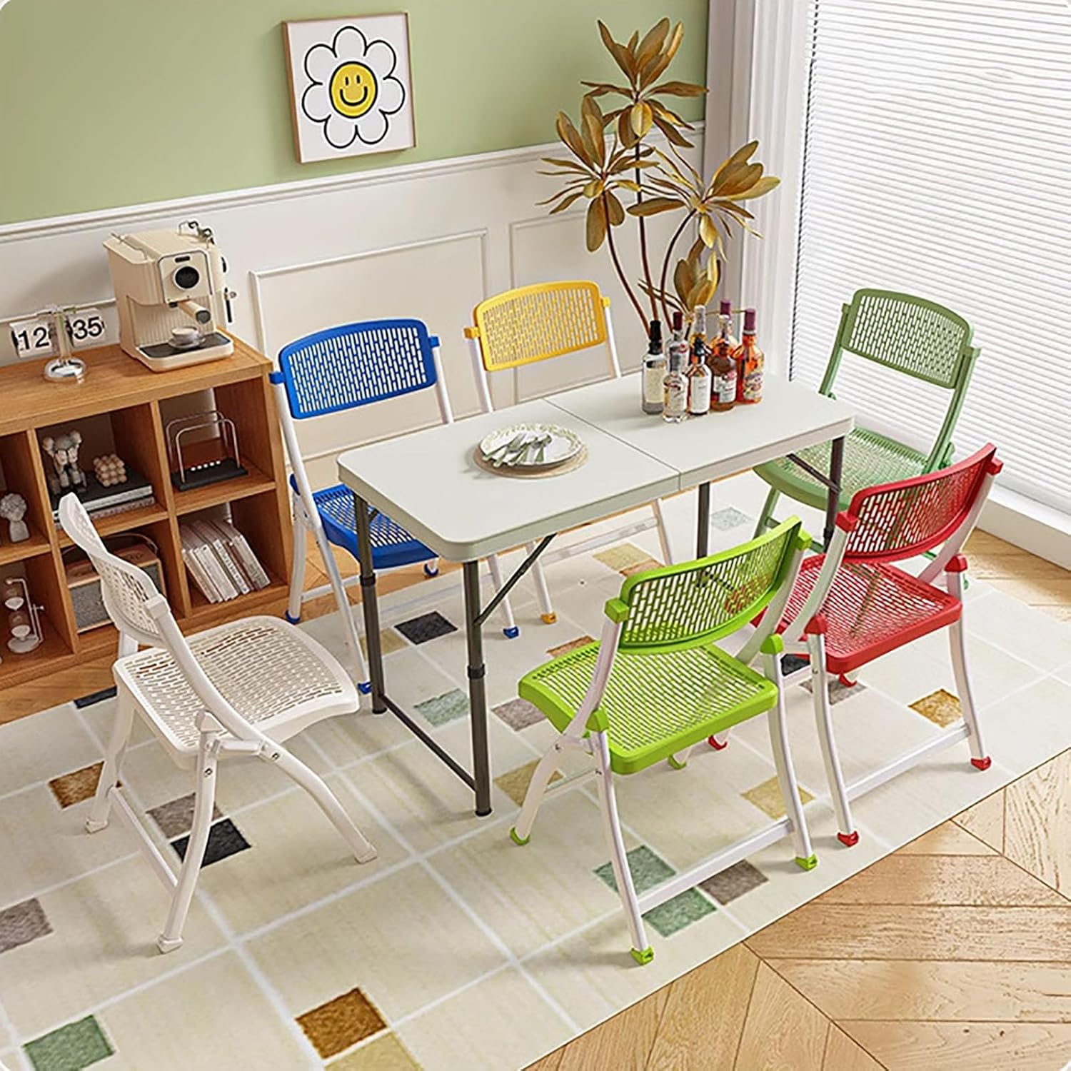 Plastic Stackable Folding Chairs,Stackable Folding Dining Chair Portable Event Chair Comfortable Breathable Mesh Seat Event Chair for Bedroom and Living Room,C,46x54x85cm(18x21x33inch)