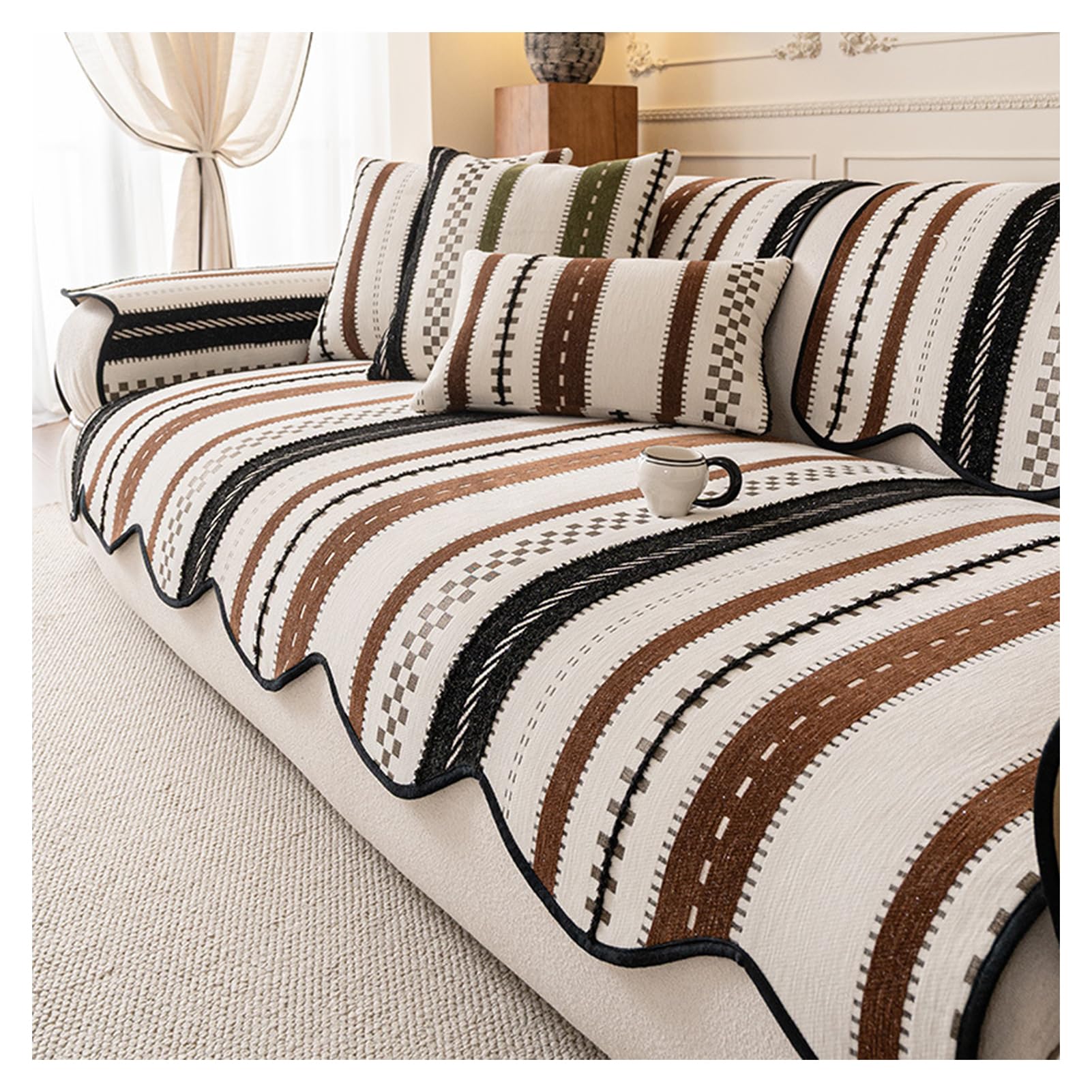 Housse de protection de canapé en silicone épais avec base antidérapante en tissu chenille résistant à l'usure pour canapé sectionnel multi-places en forme de L