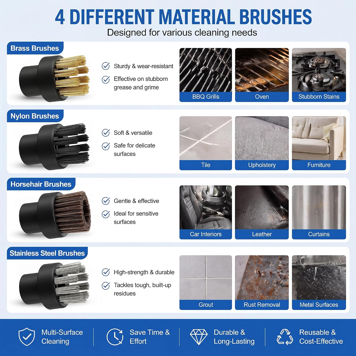 16 Pack Small Brushes Compatible with Dupray Steam Cleaner Accessories with Brushes, Steam Cleaner Attachments for Grout, Tile, Oven, BBQ (Assorted)