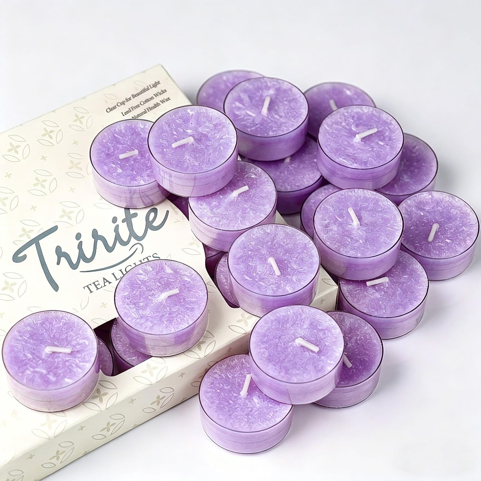 12 Pack Tealights Candles, Plant Wax Purple Tea Light Candle for Meditation