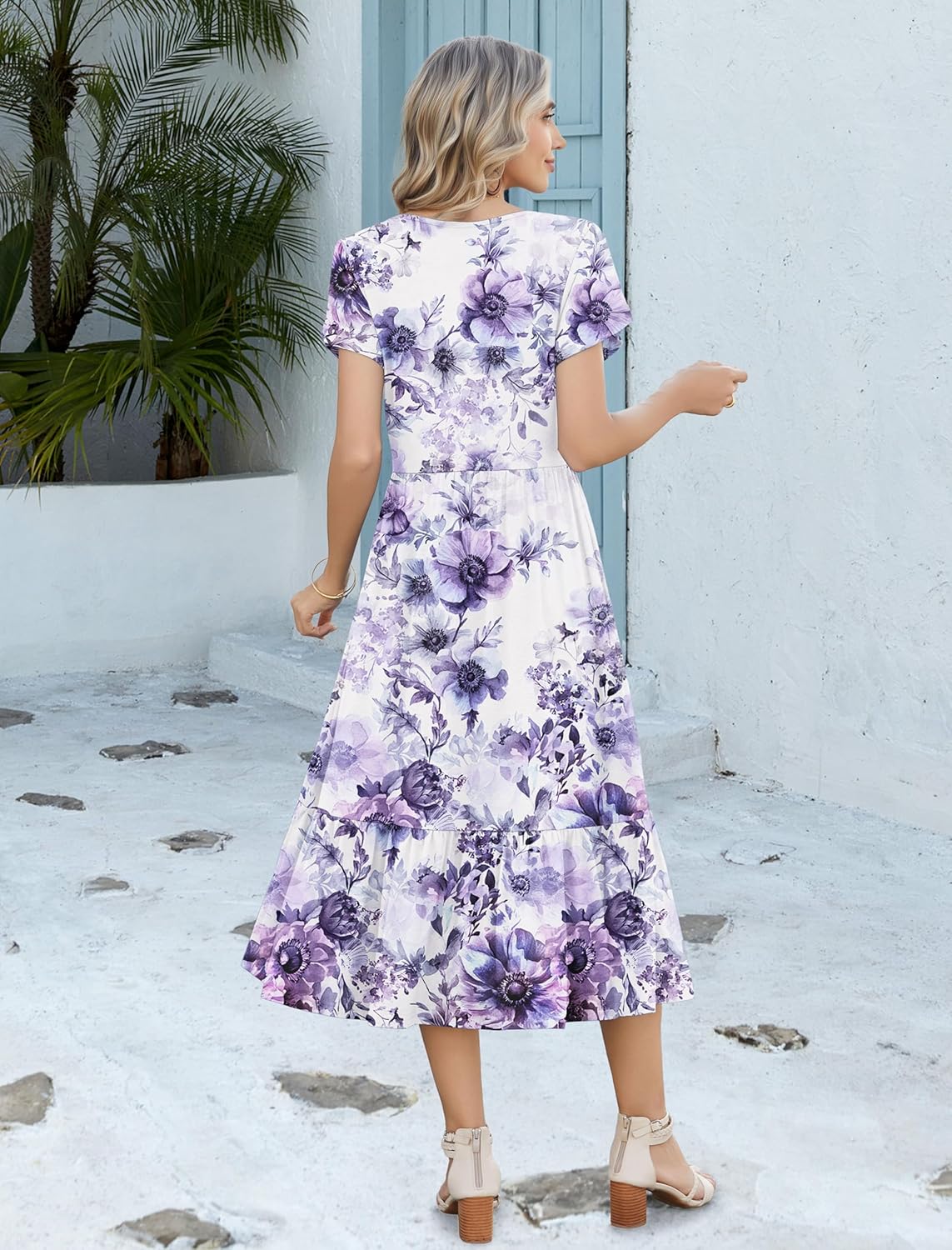 HOTOUCH Summer Dresses for Women 2026 Casual Midi Boho T Shirt Dress Ladies Sundress Aline Long Beach Vacation Clothes