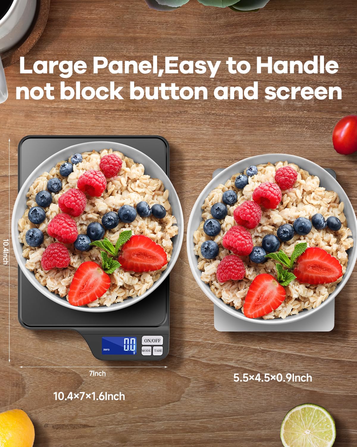 KUBEI Large 5kg/11lb Kitchen Scale with 0.1g/0.01oz High Precision, USB Rechargeable Food Scale, Stainless Steel Pan, with Tare Function,for Baking Cooking Coffee Package Postage