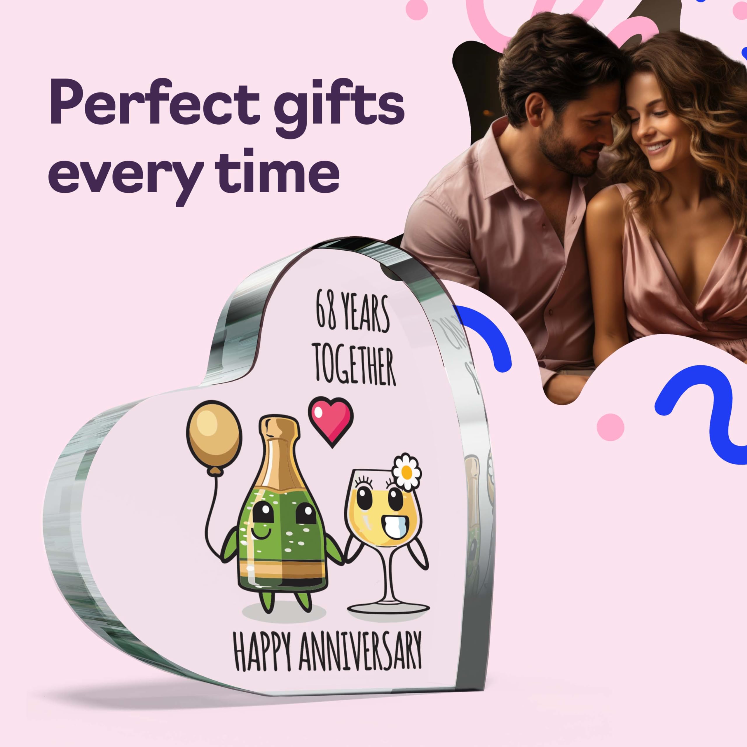 68th Anniversary Plaque Gifts for Wife Husband, Happy Anniversary - Image 2