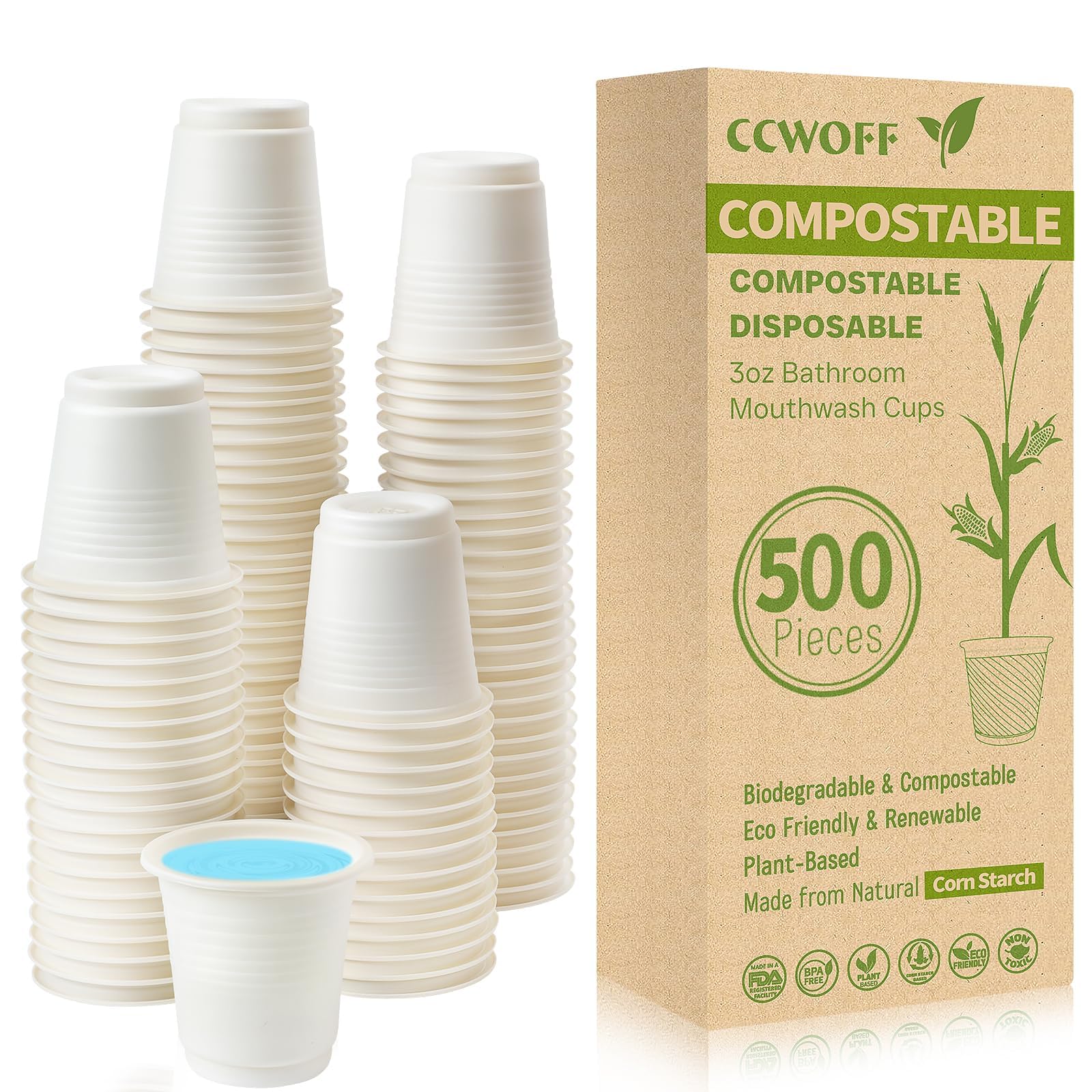 CCWOFF 3 oz Compostable Bathroom Cups