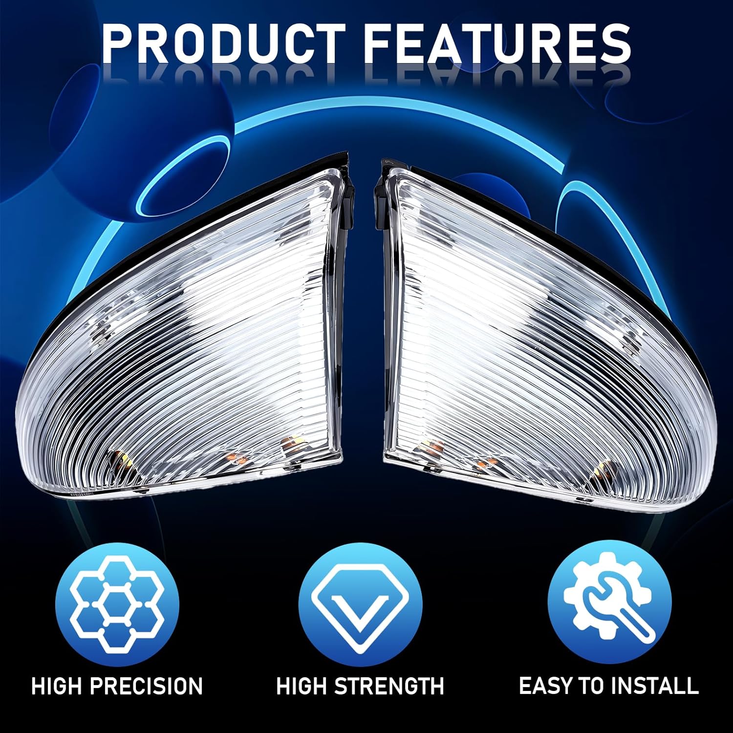 Mirror Turn Signal Light Front Left Drive Side & Right Passenger Side Compatible with Dodge Ram 1500 2009-2018, Ram 2500 2010-2018, Mirror Turn Signal Light Lamp Housing 68064948AA 68064949AA