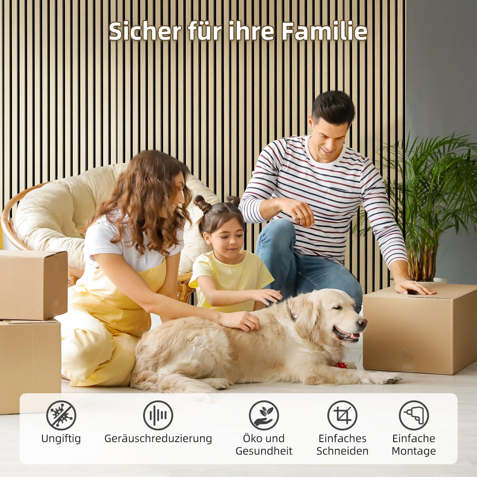 JAMELO Panele akustyczne fornir drewniany, 0,72 m² - 120 cm x 60 cm x zestaw - (zestaw = 4 sztuki 120 cm x 60 cm) | Kolor: naturalny kolor | okładzina ścienna | panel akustyczny | panele ścienne na
