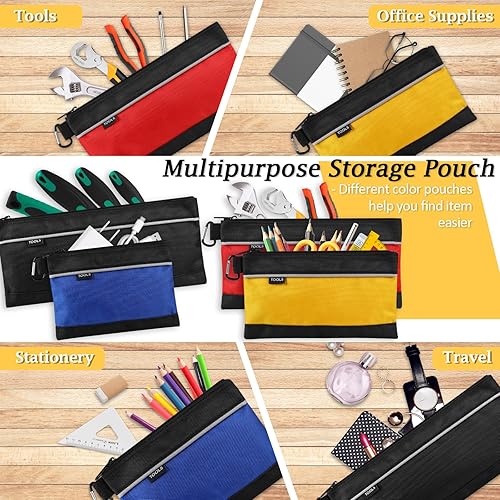 Miniatura 5 de Paquete de 4 bolsas de herramientas, bolsa de herramientas pequeña con cremallera, Oxford 1680D impermeable, bolsas de herramientas multiusos con