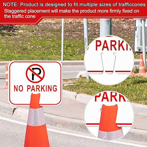 Miniatura 4 de Geetery 6 señales de no estacionamiento, cono de tráfico de 12.6 x 10.43 pulgadas, señal de advertencia superior de cono de tráfico de plástico para