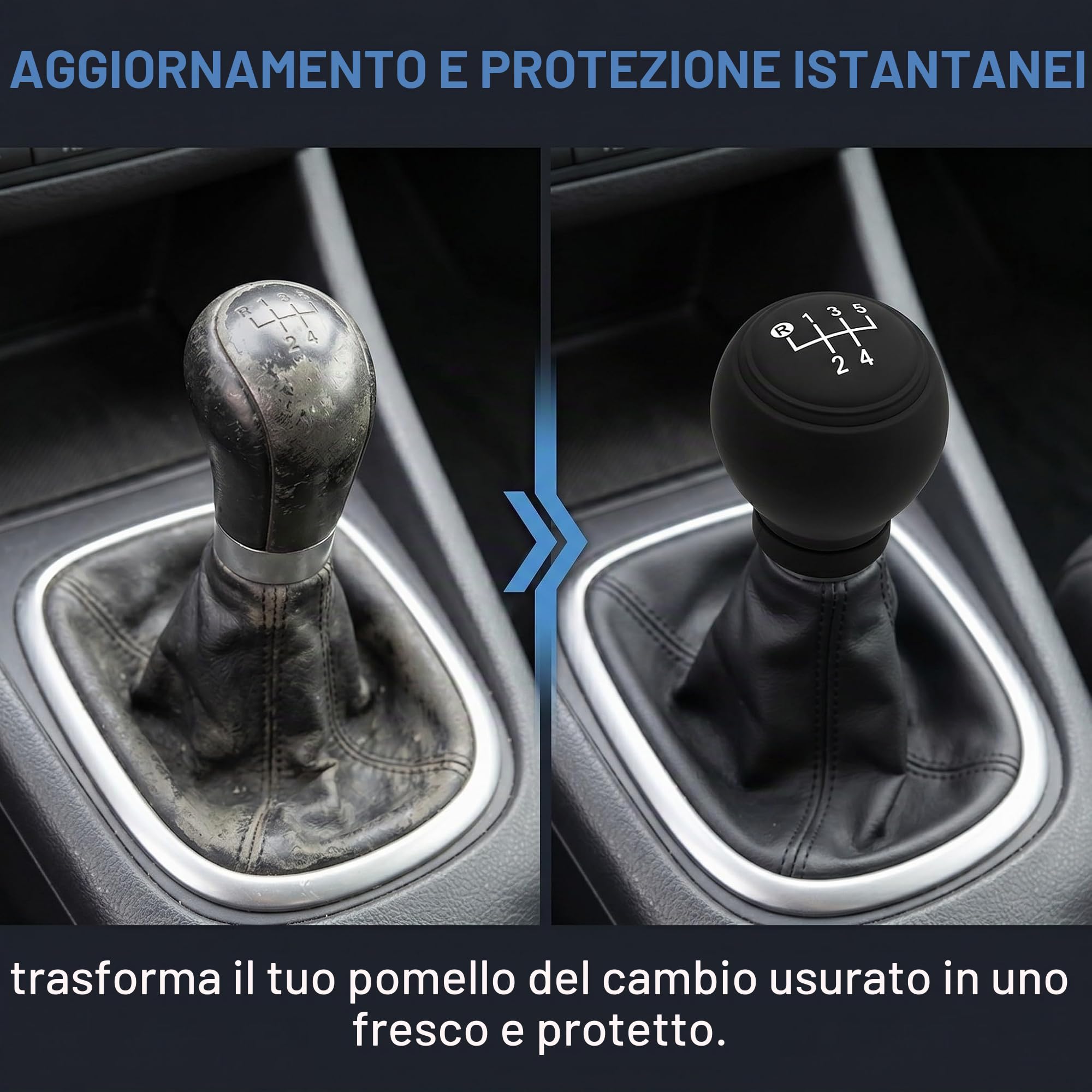 Copri pomello cambio auto 5 marce nero elastico custodia antiscivolo universale cover impermeabile per automobile furgone camion quad (D)