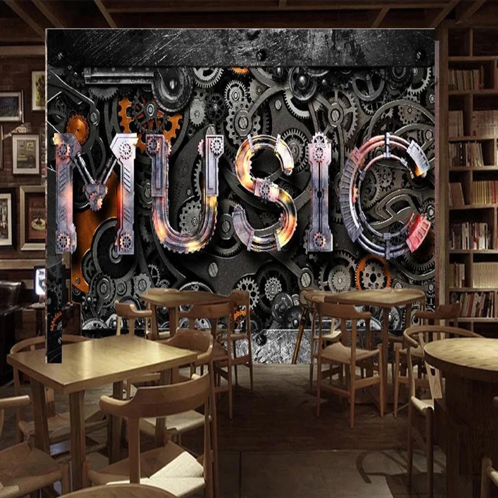 Mural Salon 3D Tapeta Nostalgia Vintage Styl Przemysłowy Muzyczna Muzyczna Dekoracja Ścienna W Sypialni