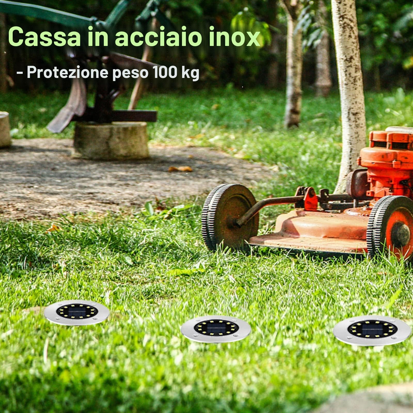 Bowfar Luci Solari da Giardino, 8 Pezzi 12 LED Lampade Solare da Terra, IP65 Impermeabili, Bianco Caldo Faretti Sepolta Solari a Led da Esterno, per Prato Vialetto Cortile Strade Paesaggio Patio