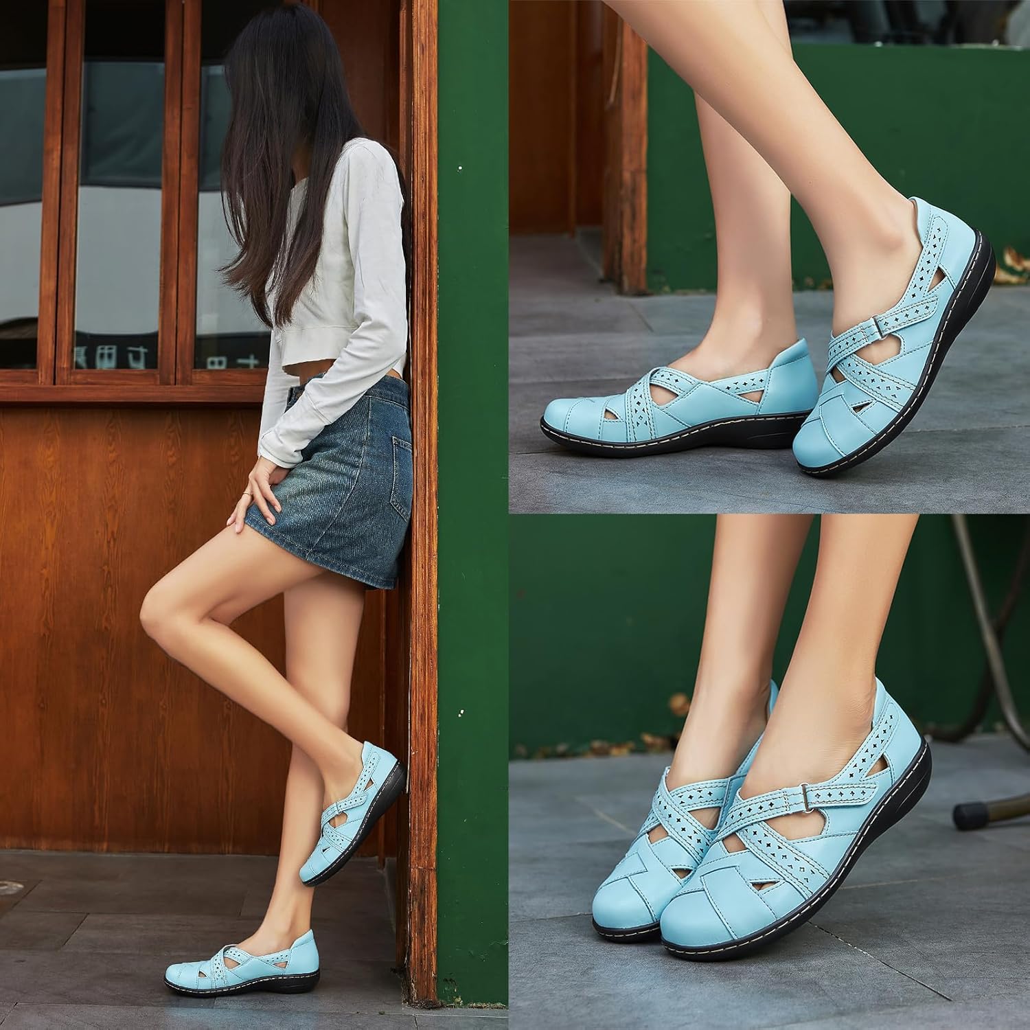 Irrefour Women's Classic Genuine Leather Casual Loafer Cute Slip-On Fashion Closed Toe Flat Sandal Comfy Work Sandal Everyday Walking Shoe - Image 6