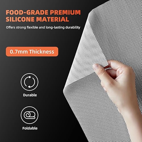 Miniatura 7 de Hojas deshidratadoras de silicona de 78.740 x 13.780 in, paquete de 2, malla de silicona antiadherente grande para secadora de frutas, forros de