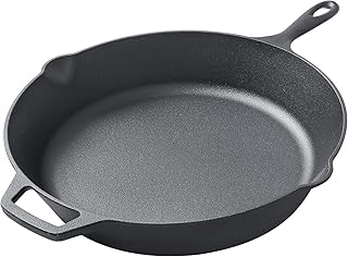 EDGING CASTING Pre-Seasoned Cast Iron Skillet, 15 Inch Large Frying Pan, Cast Iron Cookware Indoor Pizza, Baking, Bread Ou...