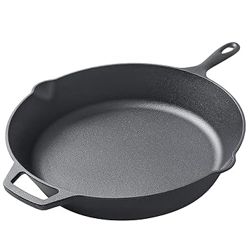 EDGING CASTING 15 inches Rust Resistance Super Preseason, Cast Iron Cookware With Non-Stick Coating Skillet