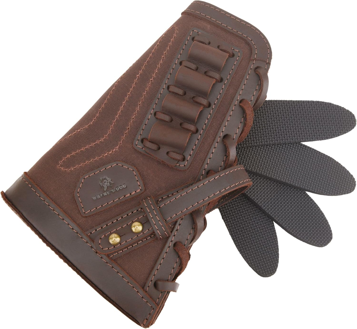 Tas Trost No Drill Leather Gun Stock Cover Recoil Pad with Ammo Holder, Non-Slip Leather Barrel Loop Holster for .308 .45-70 .30-30 .22LR