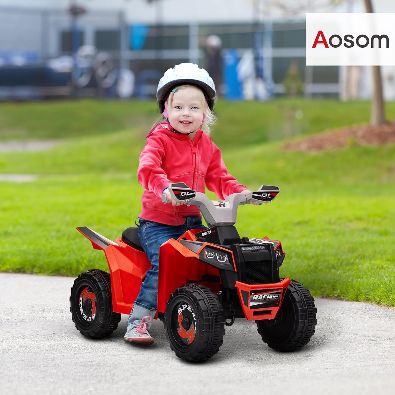 Aosom Kids ATV Quad Car, 6V Four-Wheeler Ride on Toy for Kids with Forward Backward Function, Wear-Resistant Wheels for Toddlers Ages 18-36 Months, Red