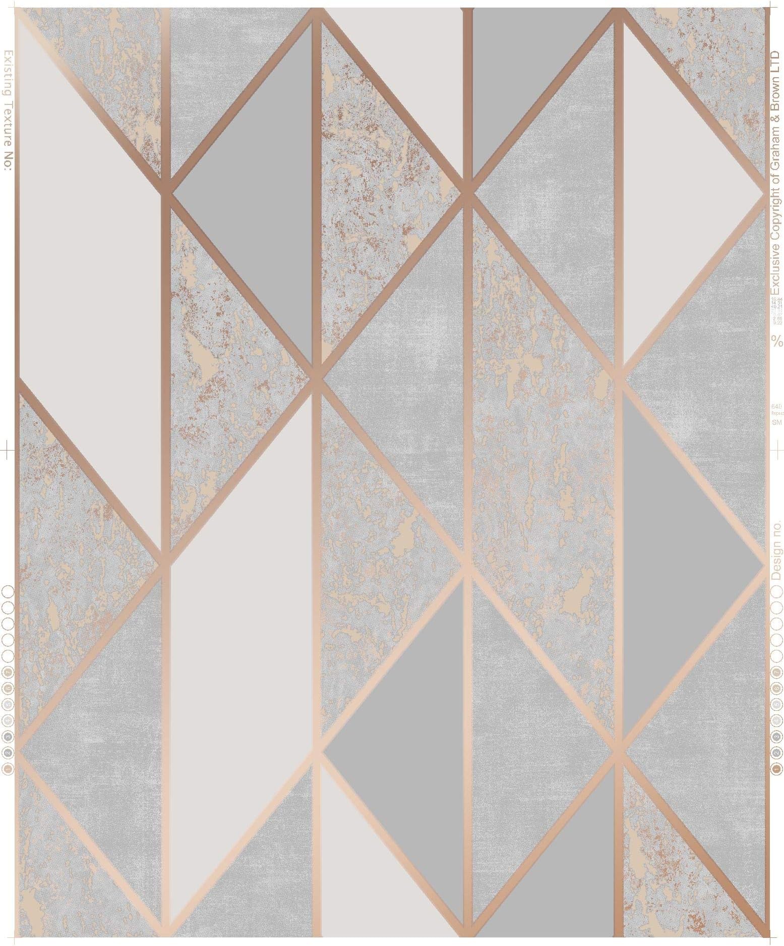 Graham & Brown Milan Geo Rose Gold and Grey Wallpaper, 1000cm Length x 52cm Wide