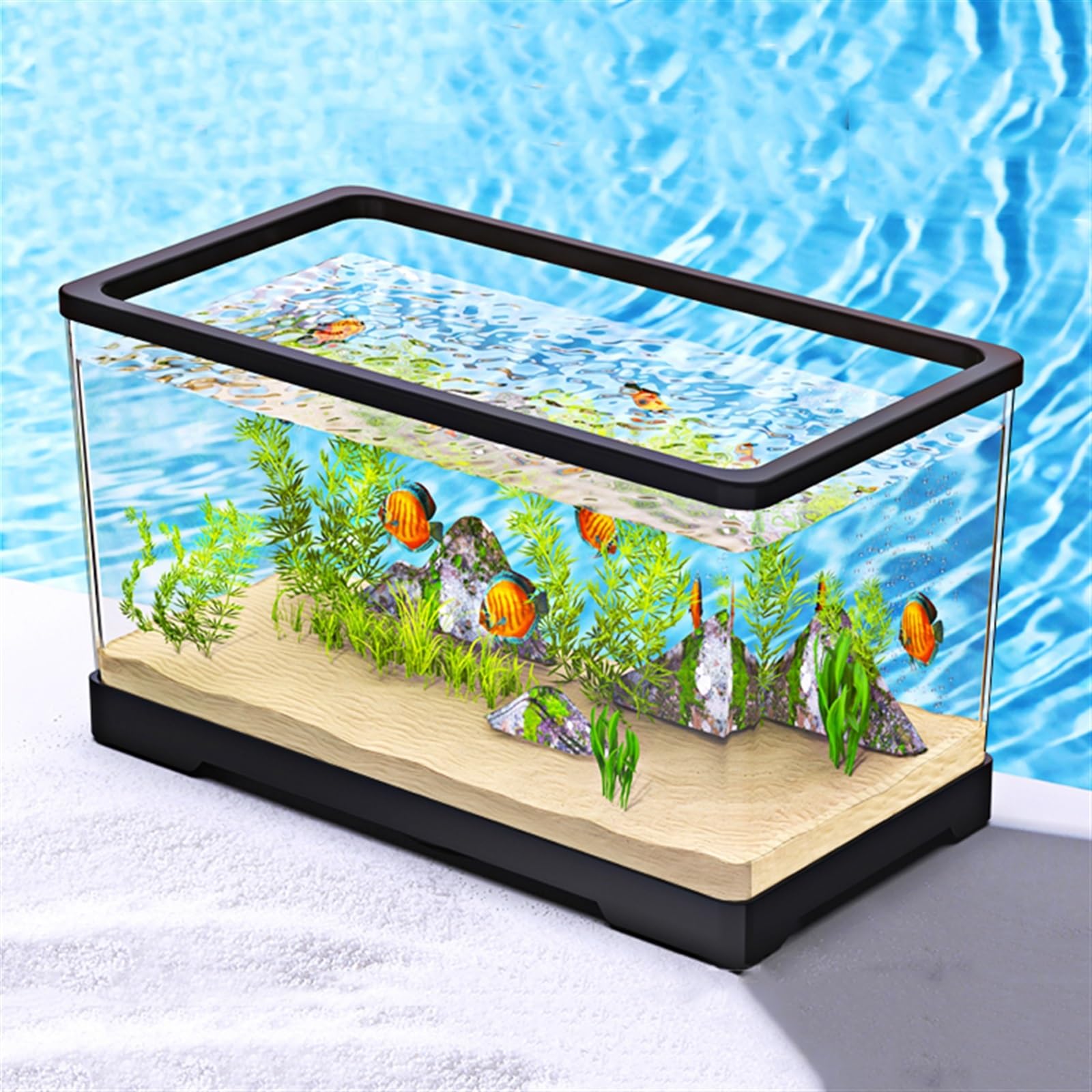 Acuario Tanque de Peces acrílico Transparente a Prueba de caídas, Tanque de Peces pequeño y Mediano, Tanque ecológico, Tanque de Escritorio for el hogar Peces Acuario(Grande)