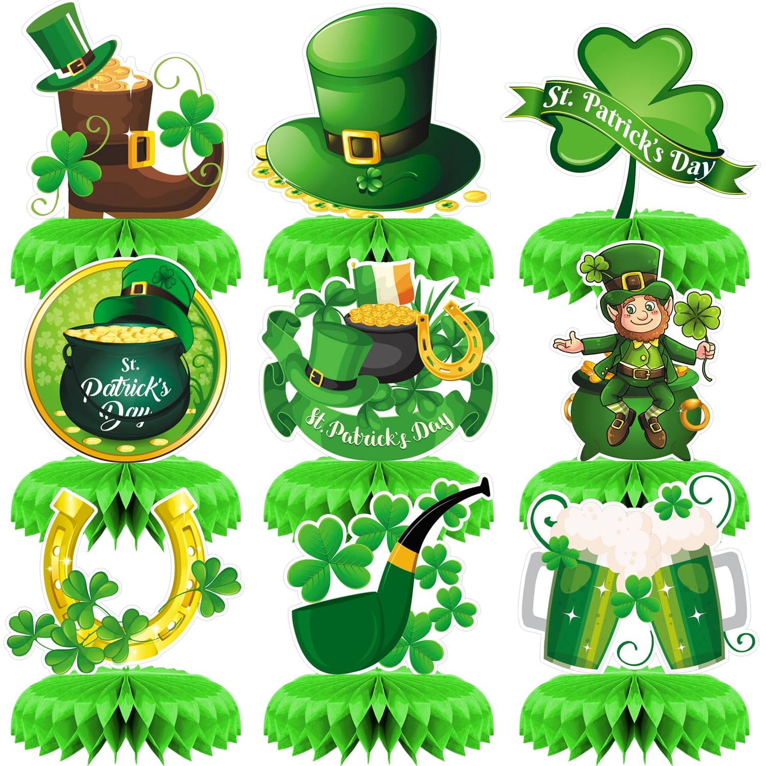 9Pcs St Patricks Day Table Decorations, Green St. Patrick's Day Centerpiece