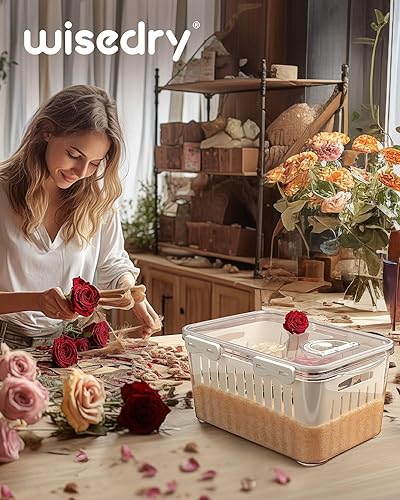 Miniatura 9 de wisedry Recipiente de secado de flores de gel de sílice, un paso recupera flores secas, caja de almacenamiento de 11.5 pulgadas de largo x 7.7