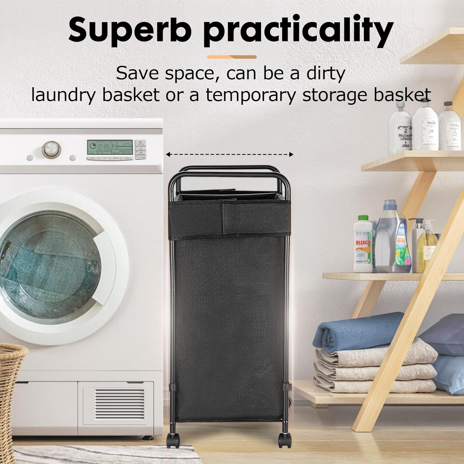Laundry Hamper, 120L Oxford Fabric Laundry Sorter with Wheels, Rolling Laundry Sorter Cart with Removable Liner, Dirty Clothes Hampers for Bedroom, Laundry Room, Bathroom