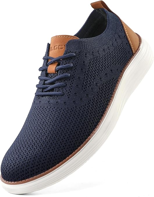 VILOCY Men's Casual Dress Sneakers Oxfords Business Mesh Breathable Walking Shoes Tennis Comfortable