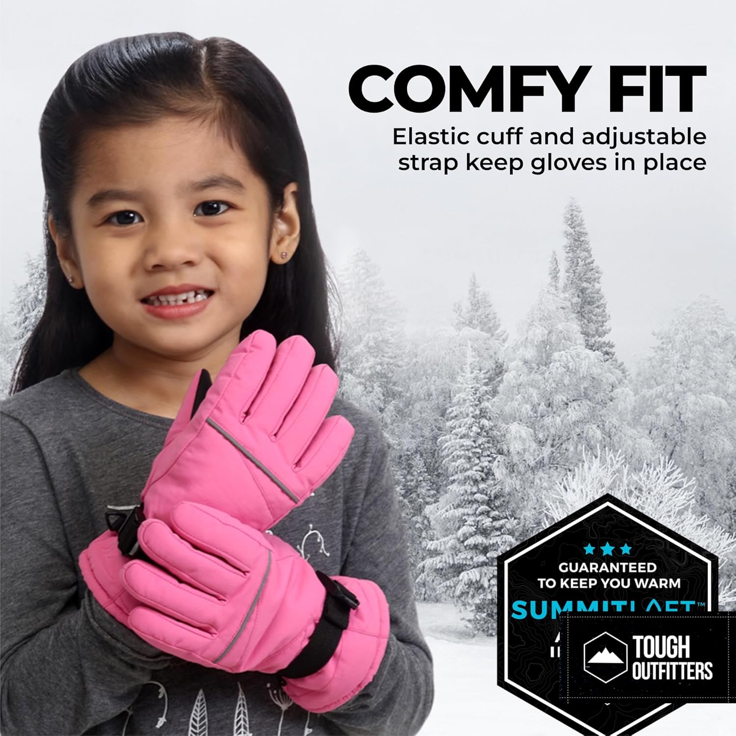 Tough Outdoors Kids Snow Gloves - Ski & Snowboarding Waterproof Insulated Winter Gloves for Girls, Boys & Toddlers - Image 4
