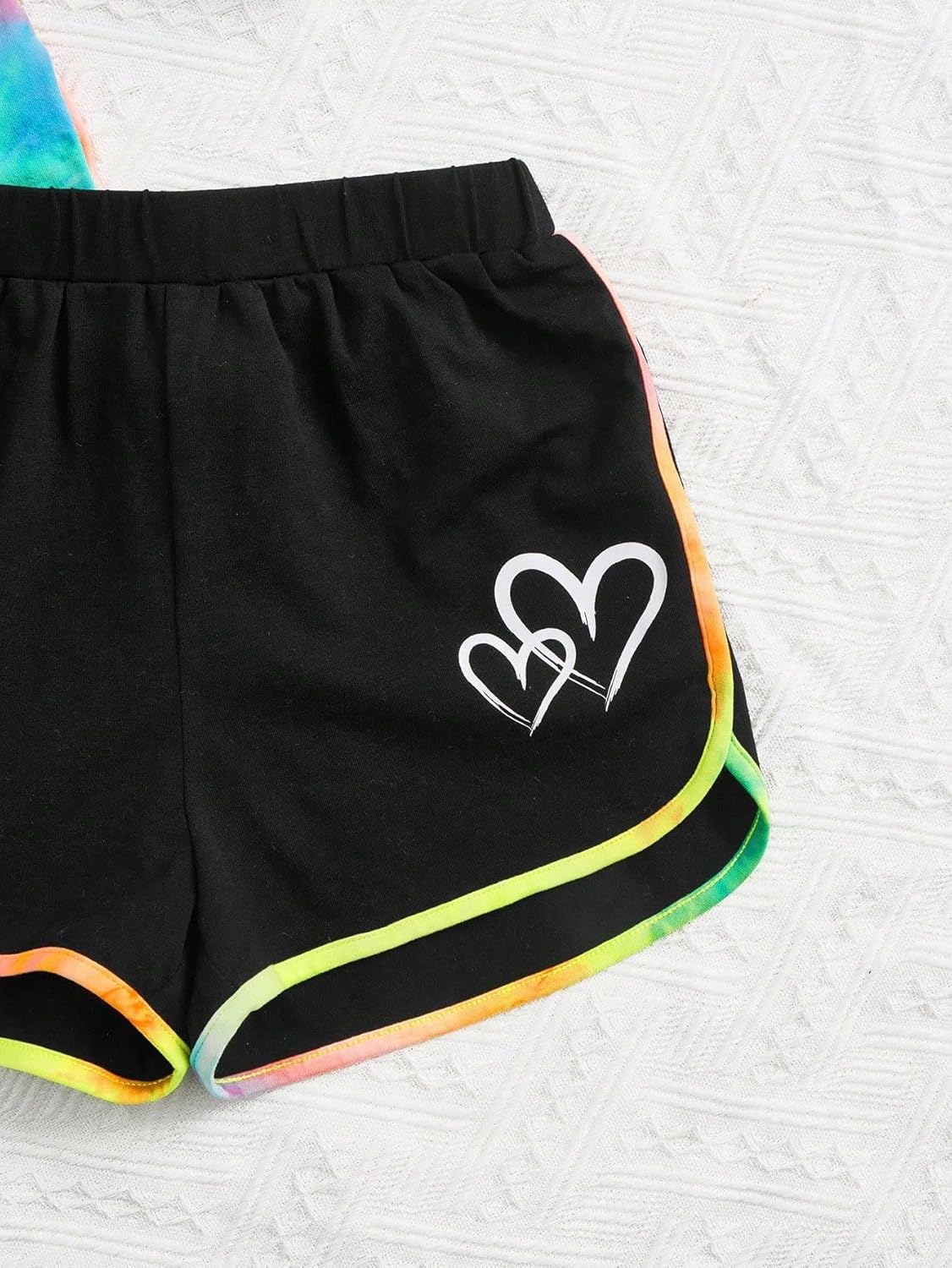 SweatyRocks Girl's 2 Piece Outfit Tie Dye Graphic Print Short Sleeve Tee Top and Track Shorts Set - Image 4