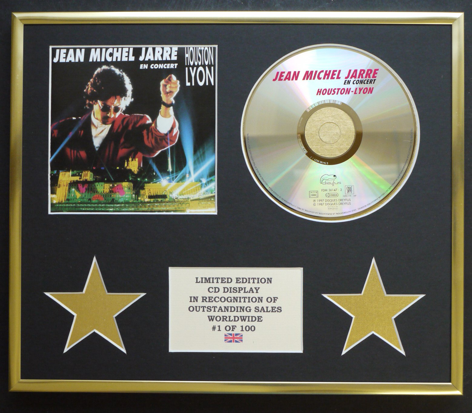 Limited Edition Cd Display Gold Jean Michel Jarre/Cd Display/Limited Edition/Coa/En Concert
