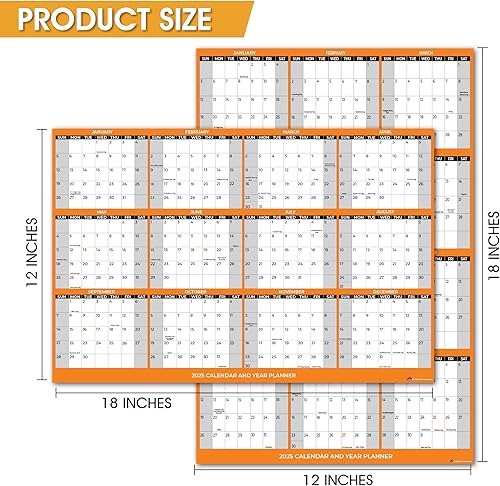 Miniatura 10 de Calendario de pared 2024 de 18 x 12 pulgadas, planificador de pared anual de 12 meses, reversible, horizontalvertical (azul marino)