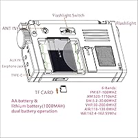 Vista 6 de New Ver Shortwave Radio with Bluetooth, TF Card, Flashlight, Backlit Keys, Digital Recording, Alarm Clock, Sleep Timer, AA & Rechargeable Battery