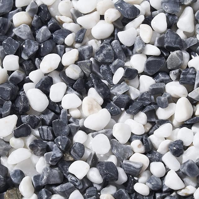 JeeMooTown 1.8KG(3.96lb) Colorful Fish Tank Stones Decorative Stones and Pebbles for Plant Pot, 6~9mm White and Grey Fish Tank Gravel Aquarium Gravel, Natural Color Unfading