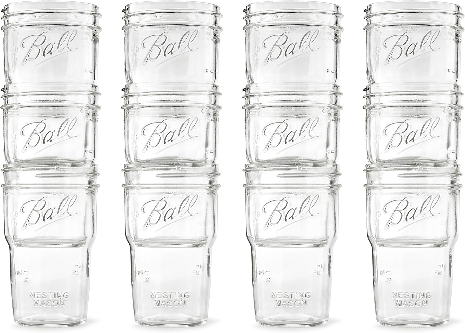 Ball Nesting Mason Jar Set, Wide Mouth, Pint, 12-Pack