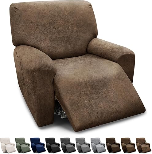 Miniatura 60 de Fundas para sillón con cojines en forma de T de 2 piezas, apariencia de cuero, funda para sofá, funda para silla, protector elástico para muebles,