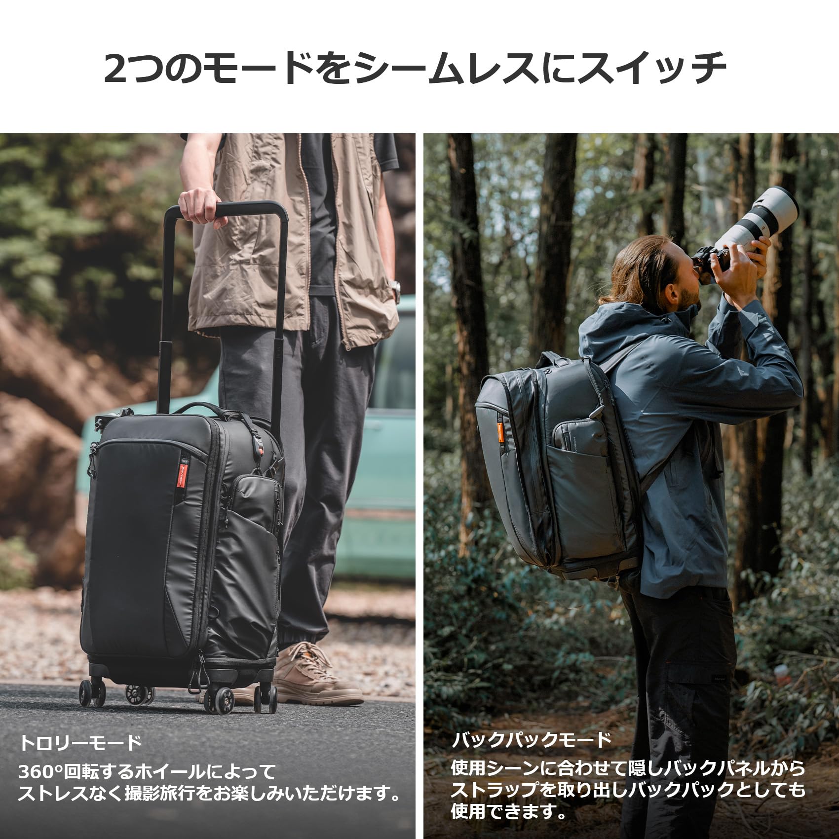PGYTECH Zaino per fotocamera a rullo, 30 l, borsa per fotocamera, capacità espandibile, impermeabile, ruote rimovibili, custodia per il trasporto, viaggio, valigia, zaino, 2 vie, divisore, stoccaggio