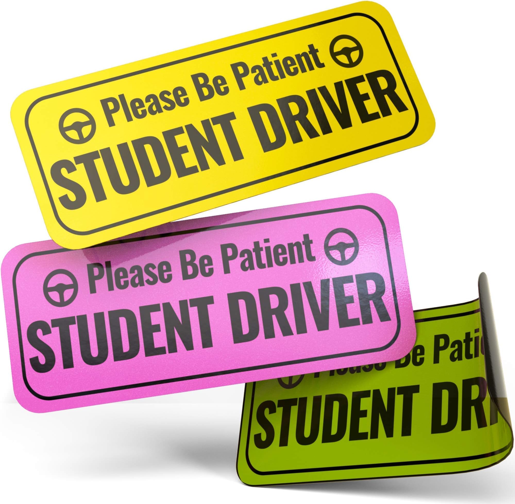 SkdorpfmAdheisign Student Driver Magnet Sticker | Removable Reflective New Driver Safety Sign | Strong Adhesive Car Vehicle Bumper Decal (3 Color Pack)