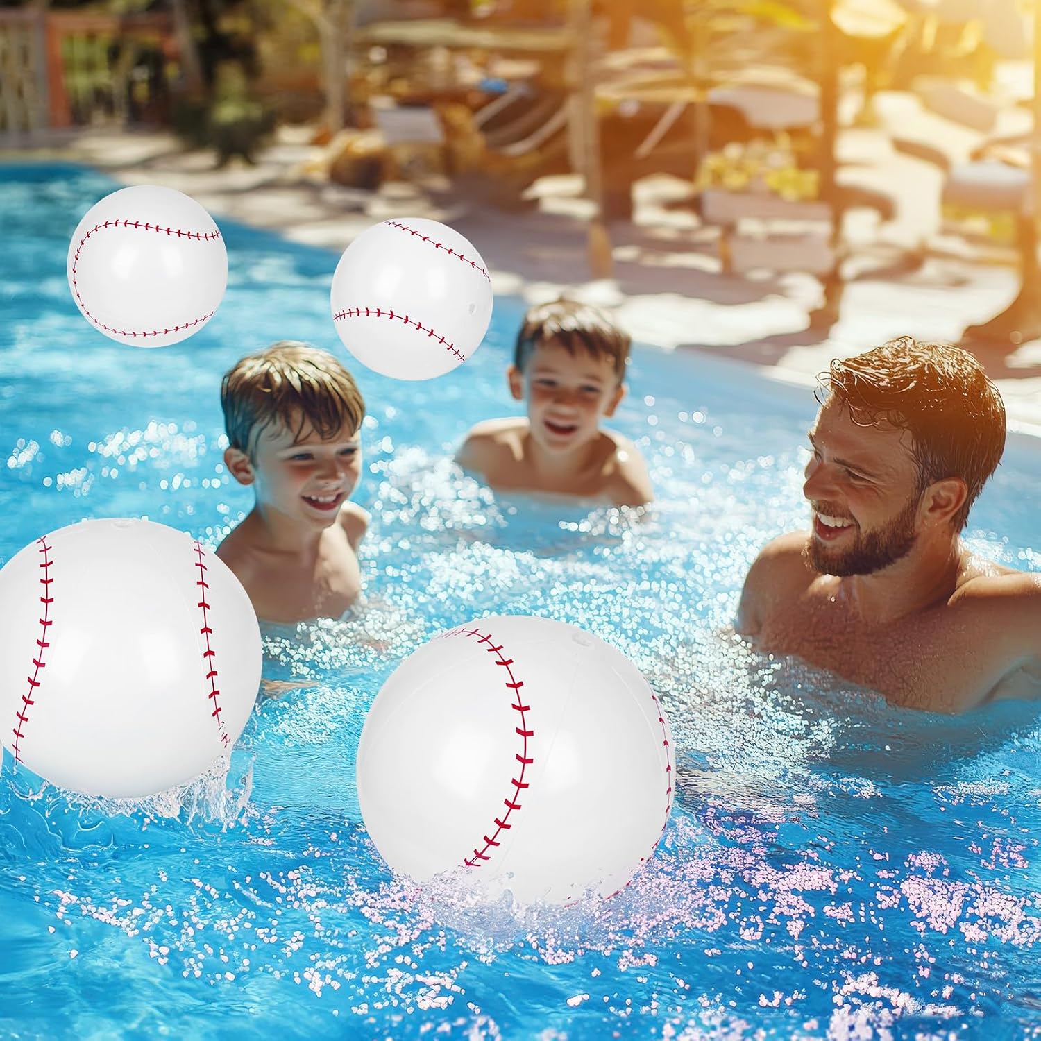 Mototo 40 Pack Inflatable Beach Balls 16 Inch Giant Blow up Inflatable Balls Bulk for Summer Swimming Pool Beach Game Goodie Bag Super Bowl Theme Sport Event Birthday Party Favor