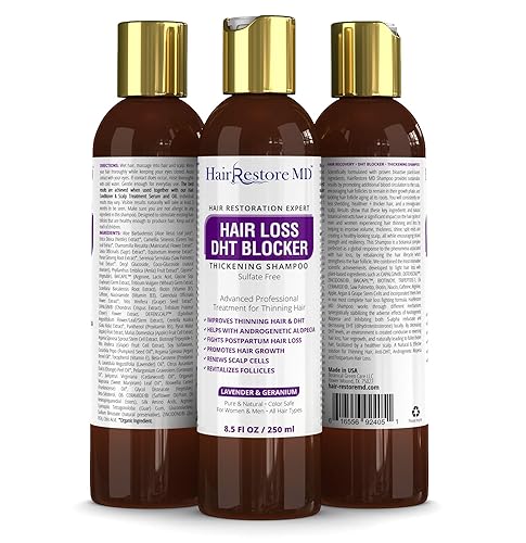Miniatura 2 de Champú bloqueador de pérdida de cabello DHT "Lavender & Geranium", champú con biotina para el crecimiento del cabello con cafeína, adelgazamiento de