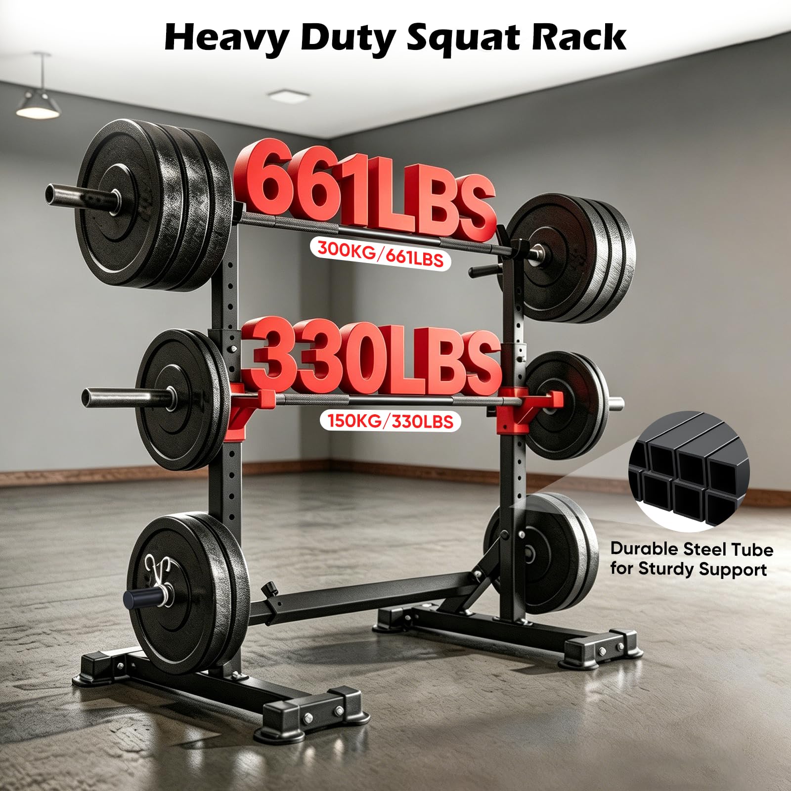 Supporto regolabile per squat e manubri, 12 livelli, 300 kg, per casa