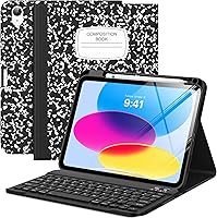 Vista 12 de MoKo Funda para iPad (A16) de 11ª generación con teclado de 11 pulgadas 2025, iPad de 10ª generación de 10.9 pulgadas con soporte para lápices