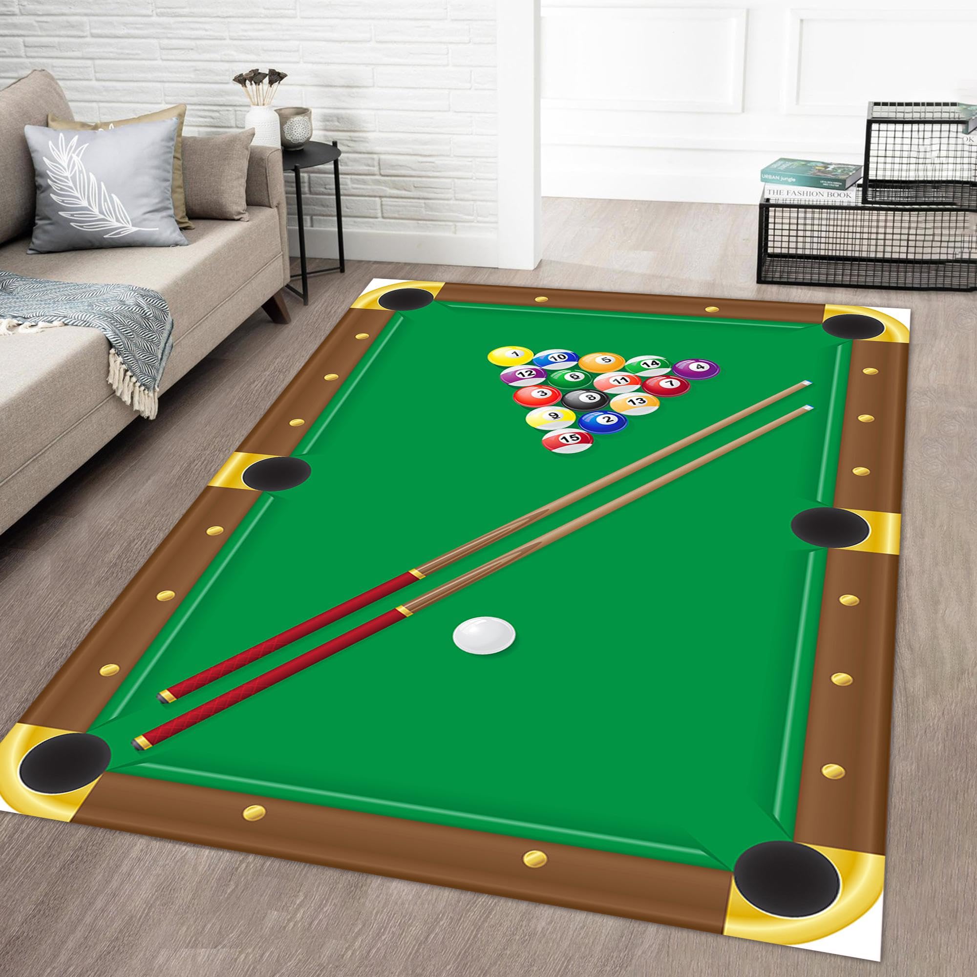 Bycmuoz Snooker Indoor Rugs, 160x230cm, Entertainment Game Table Tennis Entry Rugs, Durable Shed Resistant Low Pile Carpet, Cozy Absorbent Breathable Reduce Noise Mat for Living Room Entrance