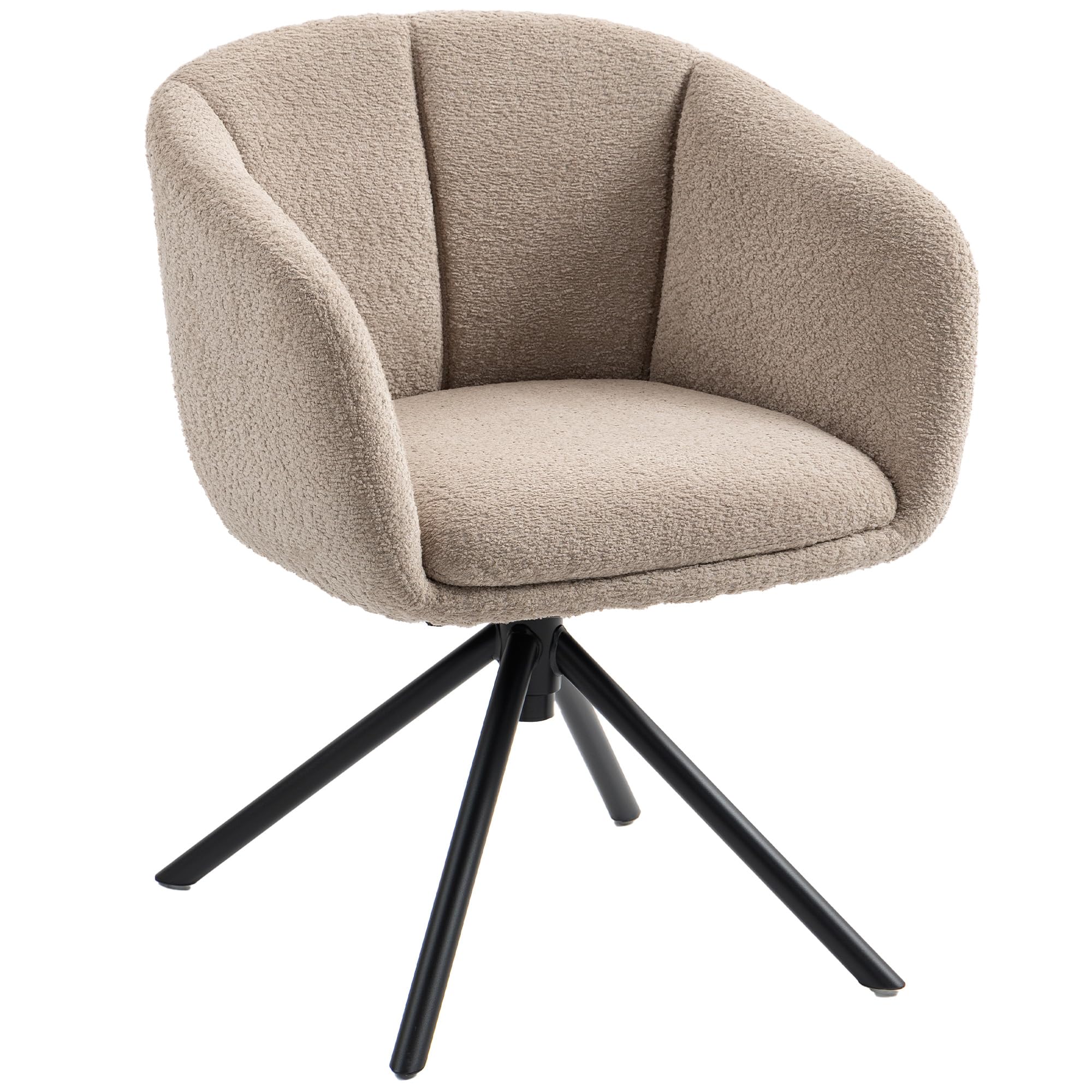 HOMCOM Sessel Wohnzimmer drehbar Loungesessel Relaxsessel mit Metallbeine Lesesessel mit Leinenoptik, Polstersessel für Schlafzimmer Hellbraun
