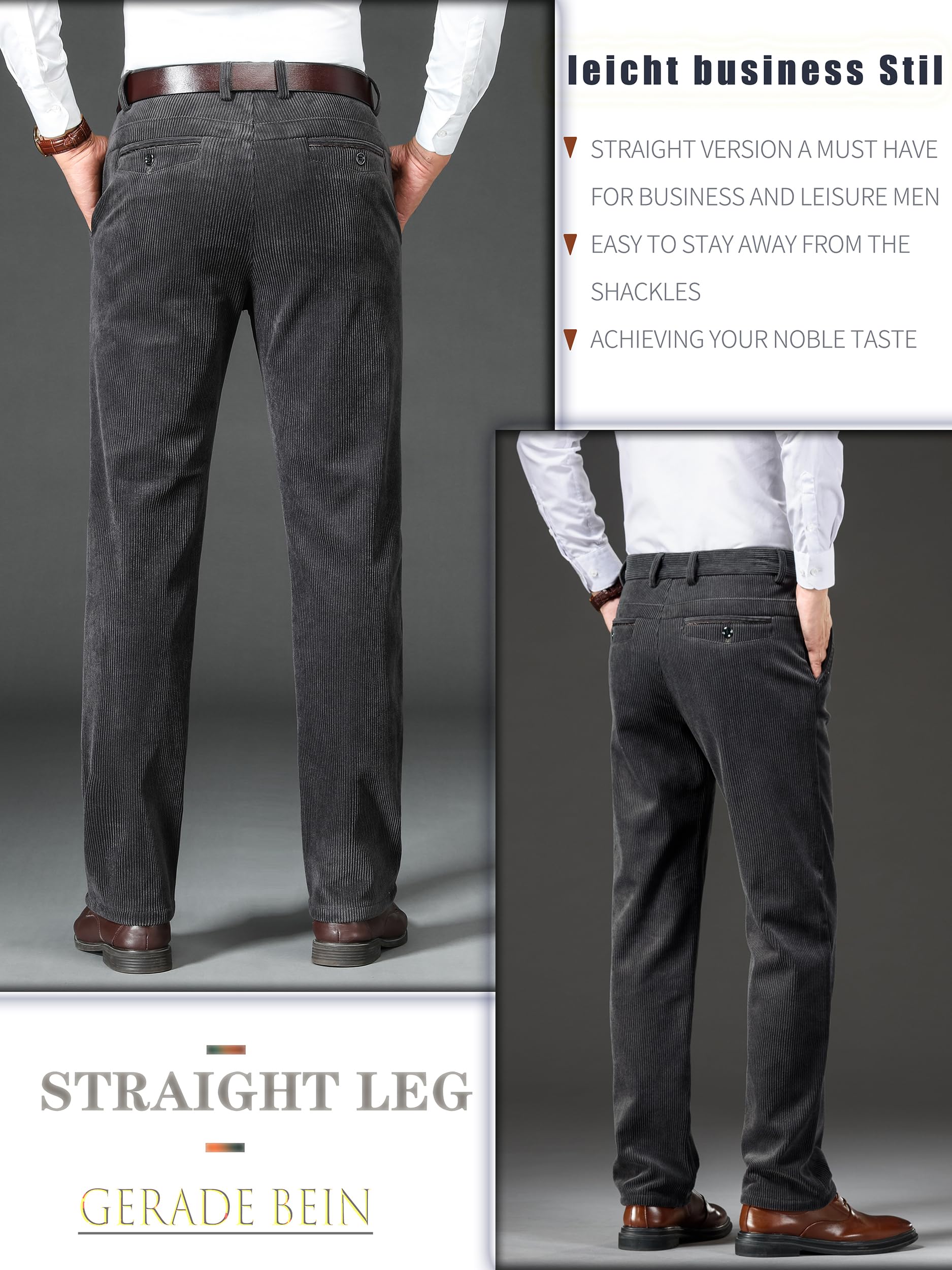 Pantaloni in velluto a coste da uomo, foderati con fodera in pile Super-Soft