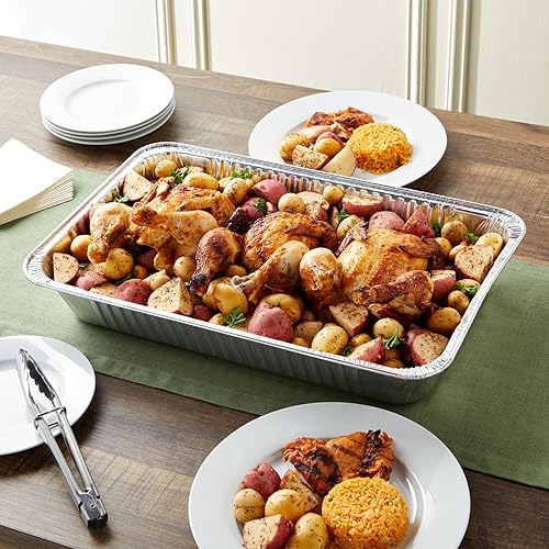 Miniatura 2 de Juvale Sartenes de papel de aluminio de 21 x 13 pulgadas (paquete de 15) bandejas desechables de tamaño completo para mesa de vapor, alimentos,