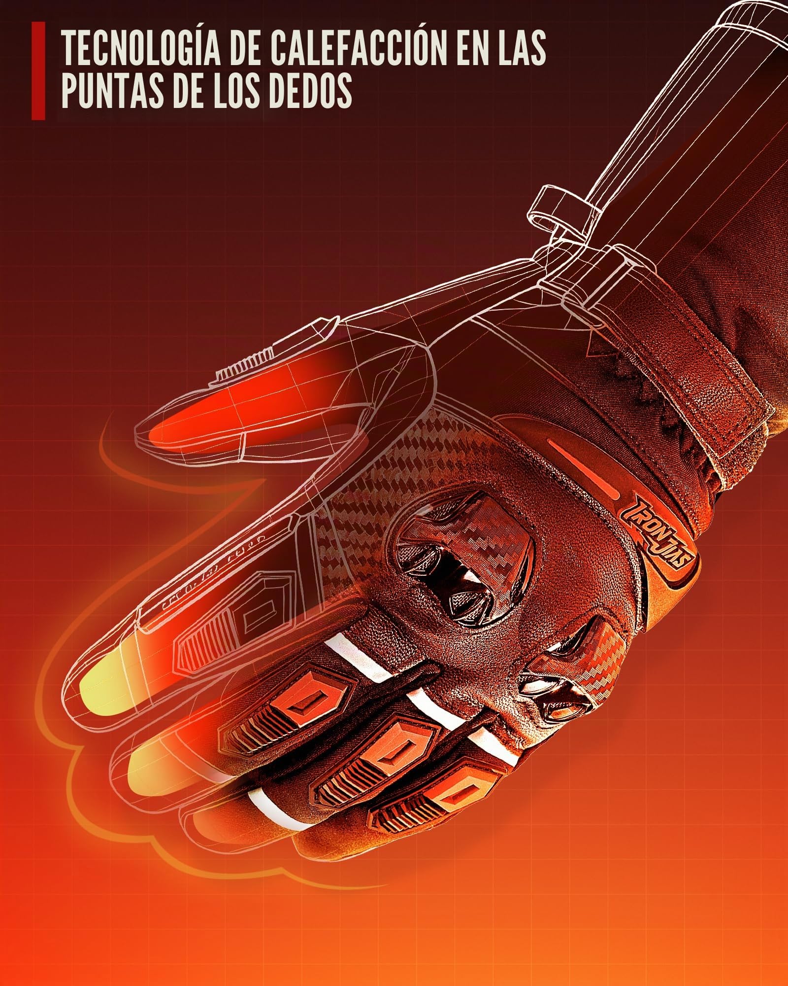 IRON JIA'S Guantes calefactables Moto 3000mAh con 2025 Mejorado Control Inteligente Temperatura Guantes Moto Invierno calefactables USB Hombre Mujer con 4 Niveles Calor y múltiples Modos de Carga
